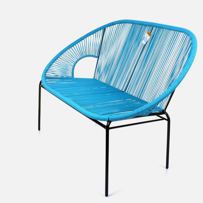 Rattan Bench - Blue