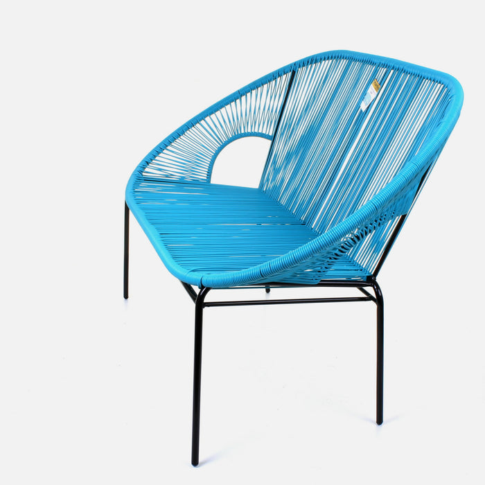 Rattan Bench - Blue