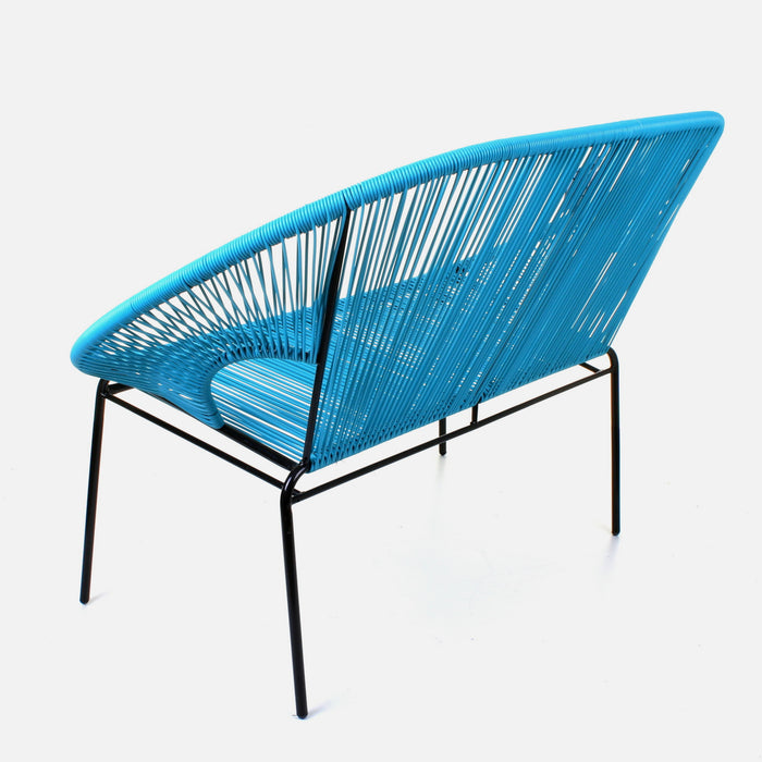 Rattan Bench - Blue