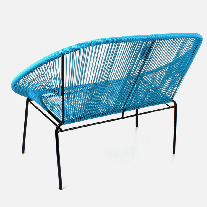 Rattan Bench - Blue