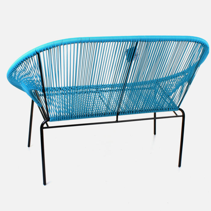 Rattan Bench - Blue