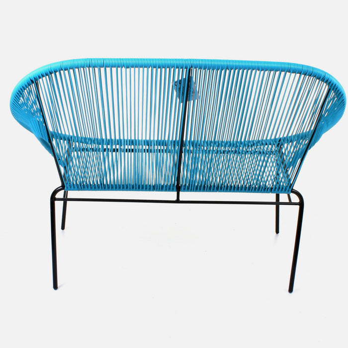 Rattan Bench - Blue