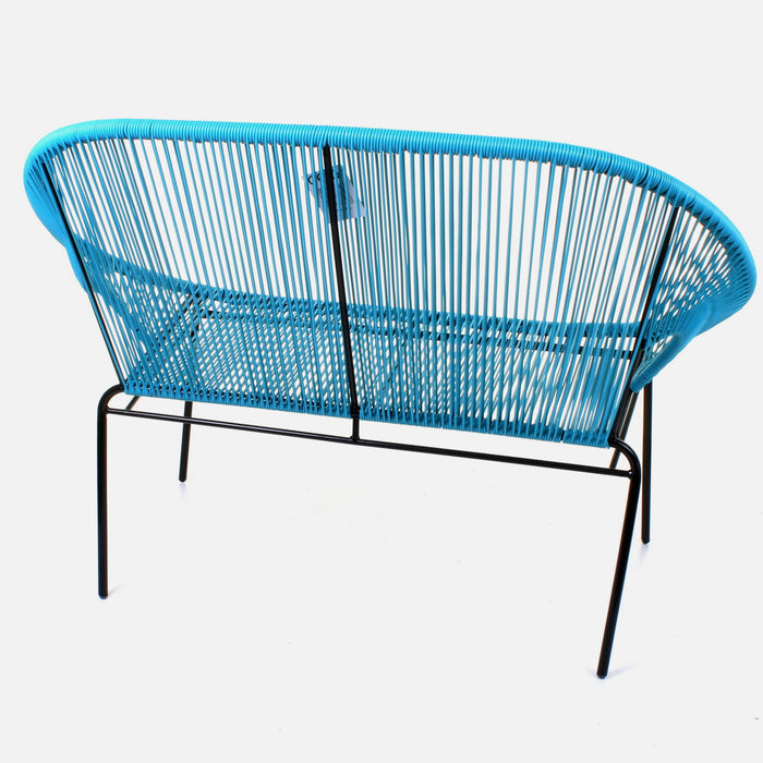 Rattan Bench - Blue