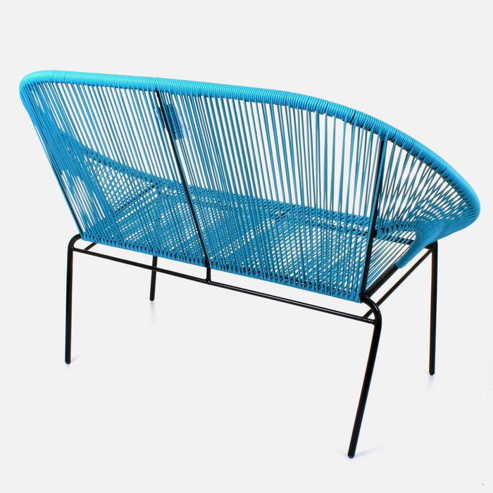 Rattan Bench - Blue