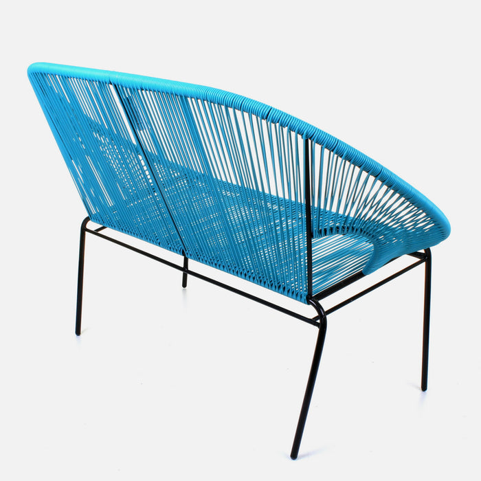 Rattan Bench - Blue