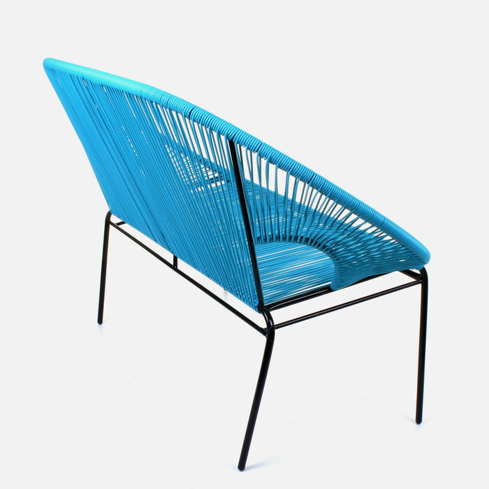 Rattan Bench - Blue