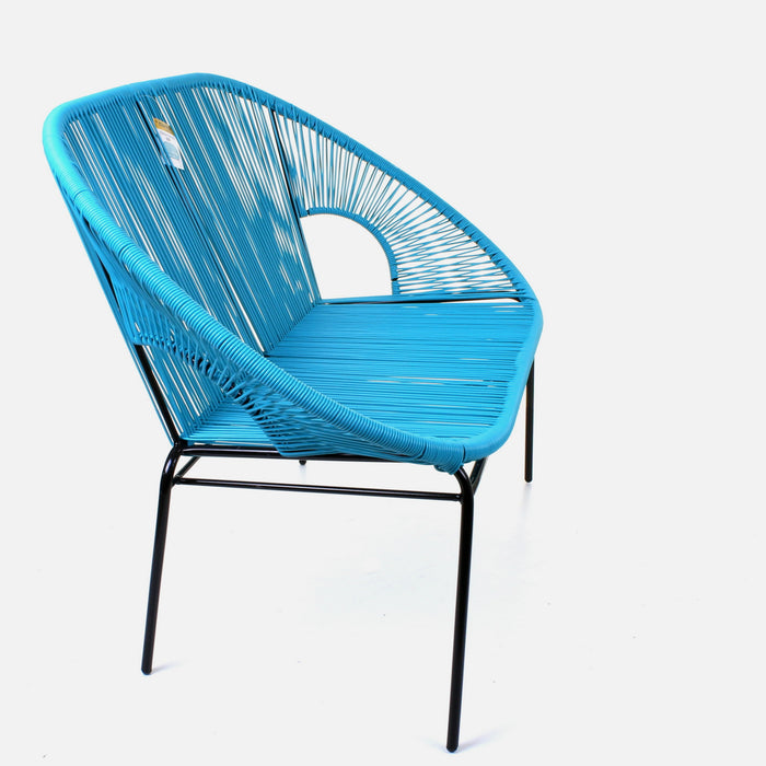 Rattan Bench - Blue
