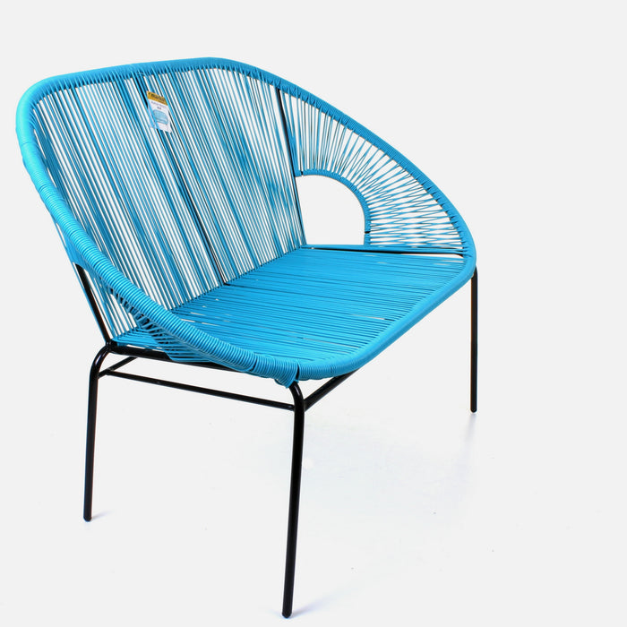 Rattan Bench - Blue