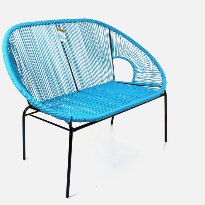 Rattan Bench - Blue