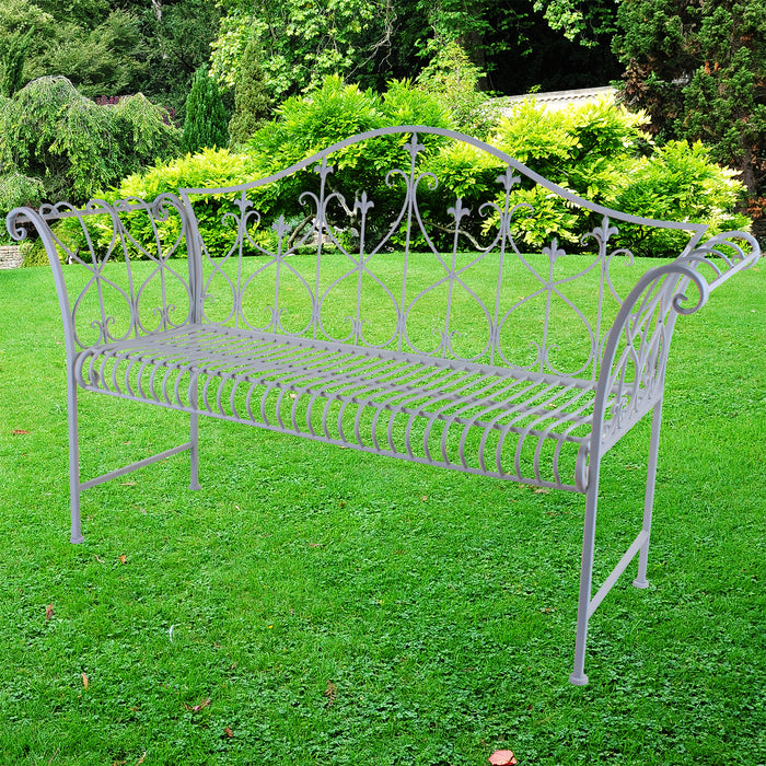 Rustic Metal Bench Cream
