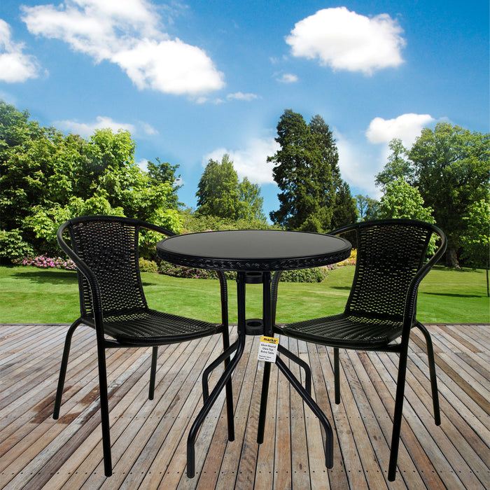 Black Wicker Edge Table Bistro Sets
