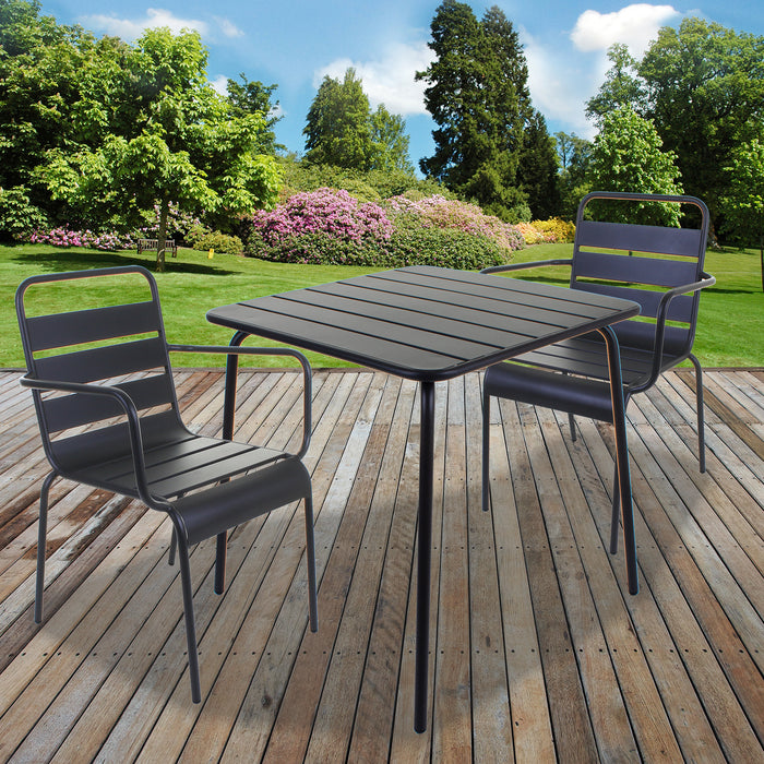 Slatted Bistro Square Table & Chair Sets