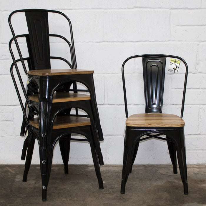 5PC Taranto Table, 2 Palermo Chairs & 2 Nuoro Benches Set - Black