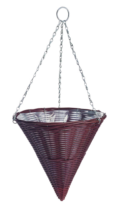 Rattan Effect Brown Hanging Basket 14"