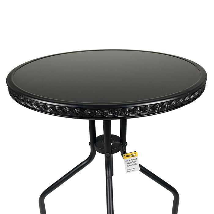 Black Wicker Edge Table Bistro Sets