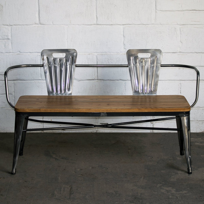 5PC Taranto Table, 3 Florence Chairs & Nuoro Bench Set - Steel