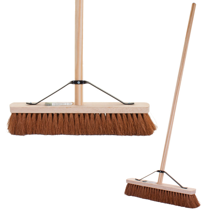 Coco Bristle Platform Broom Fitted with Metal Stay and Handle 18