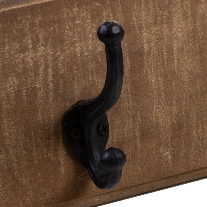 Natural Coat Rack with 5 Twin Hooks