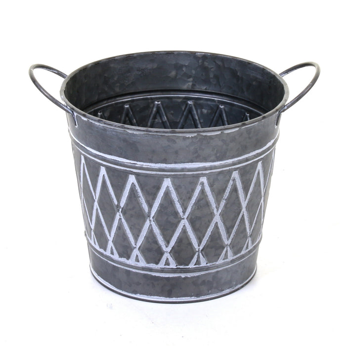 Galvanised Round Planters