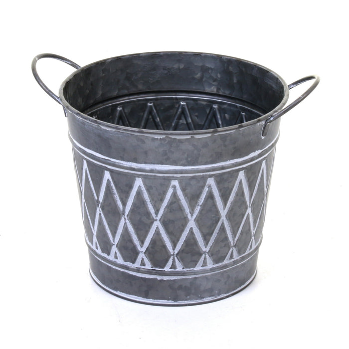 Galvanised Round Planters