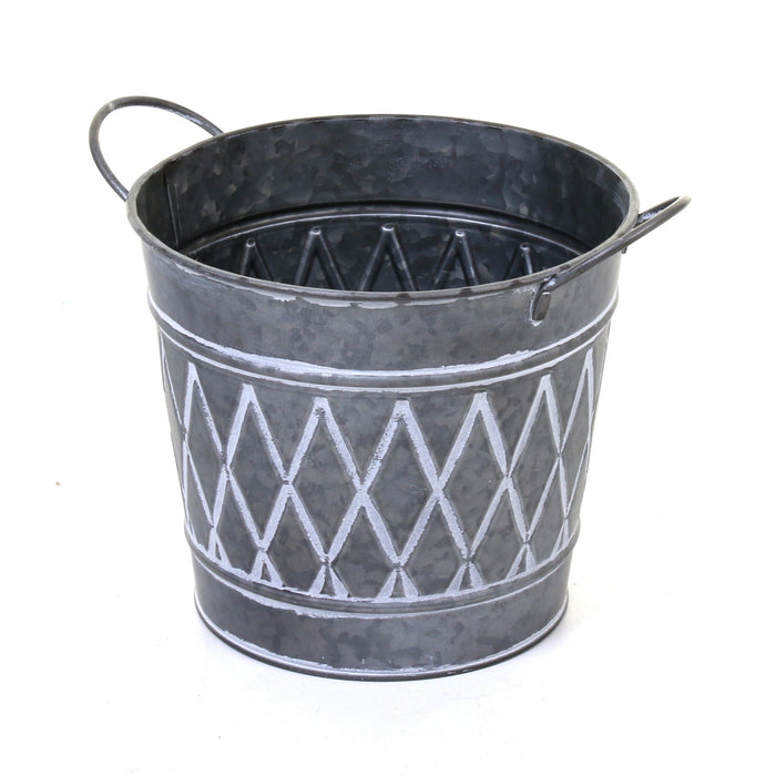 Galvanised Round Planters