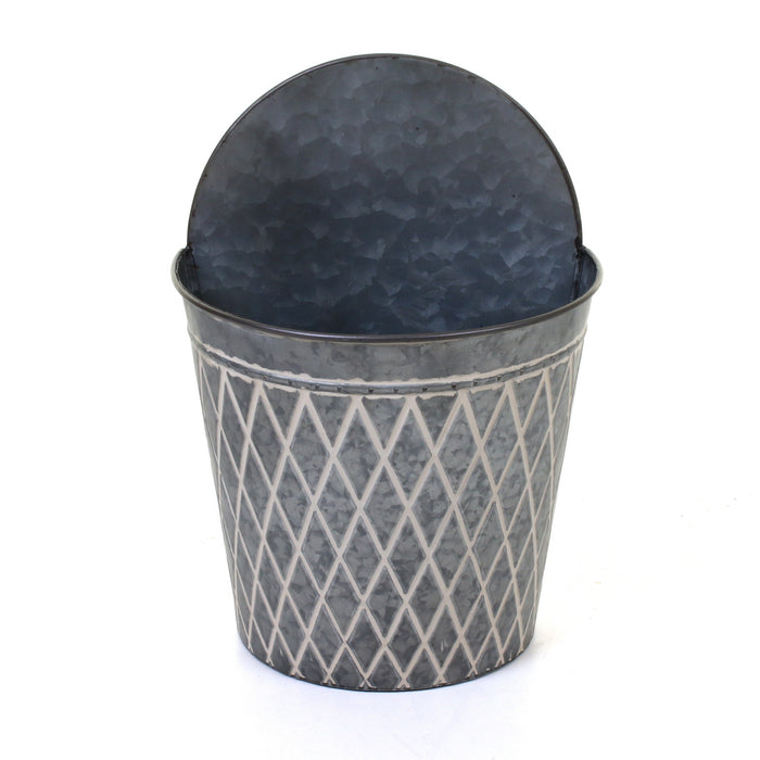Galvanised Round Hanging Planters