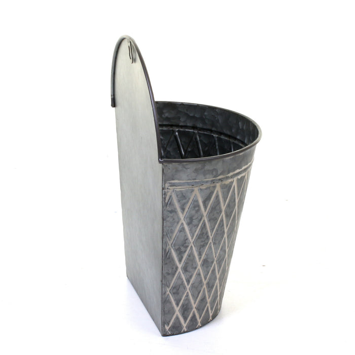 Galvanised Round Hanging Planters