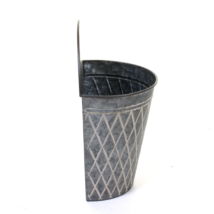 Galvanised Round Hanging Planters