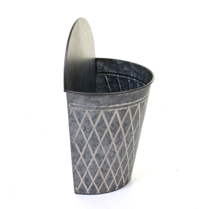 Galvanised Round Hanging Planters
