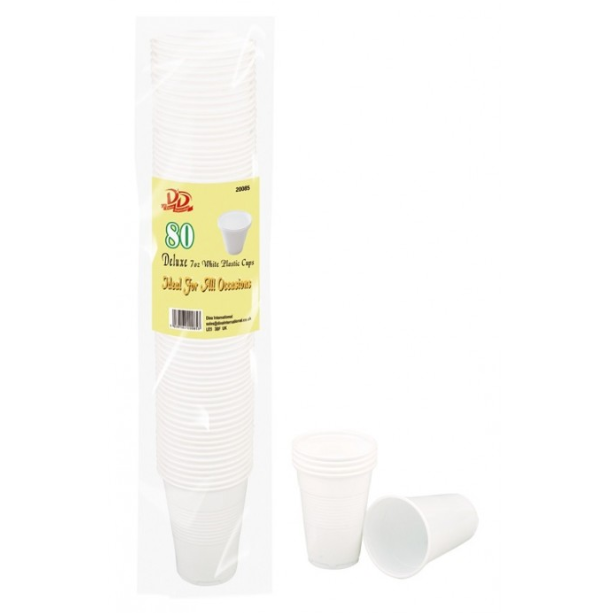 80pc Deluxe 7oz White Plastic Cups