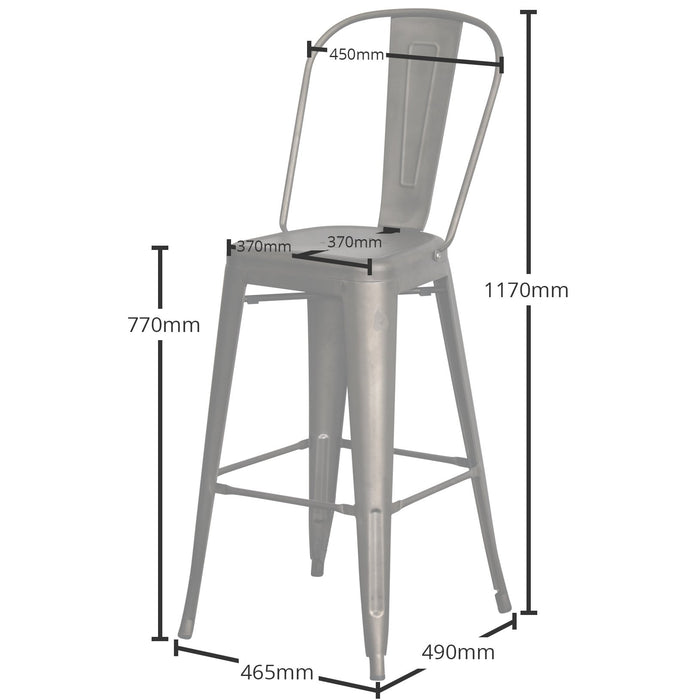 5PC Lodi Table & Pascale Bar Stool Set - Gun Metal Grey