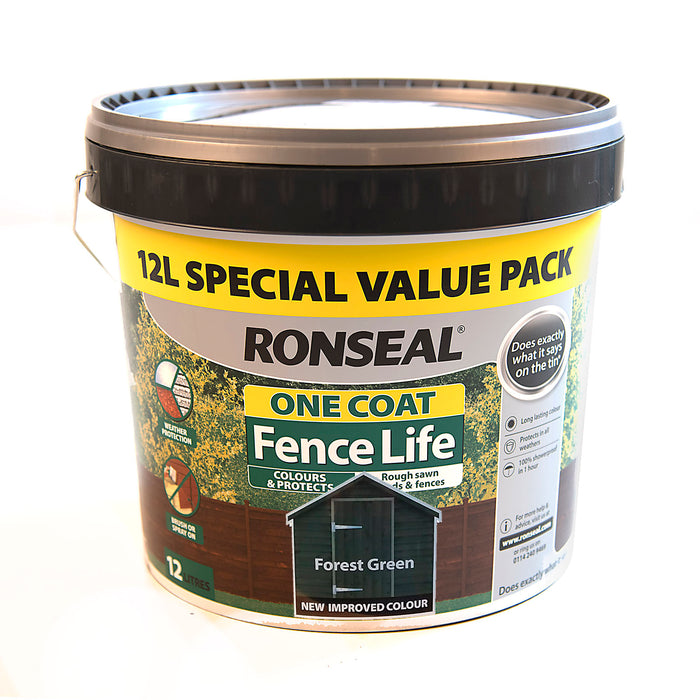 Ronseal One Coat Fence Life - Forest Green 12L