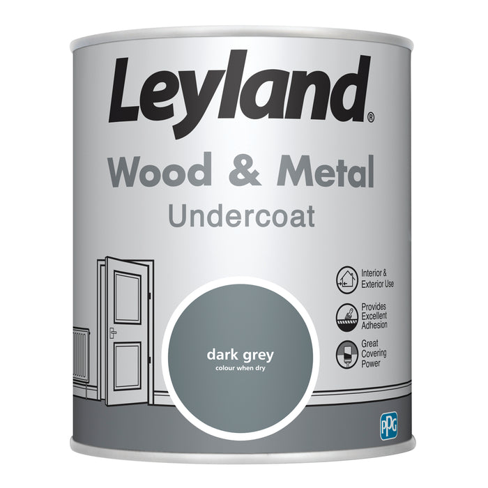Leyland   Wood & Metal Undercoat   Dark Grey 750ml
