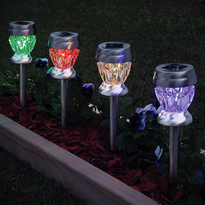 Solar Round Crystal Stake Lights 4pc