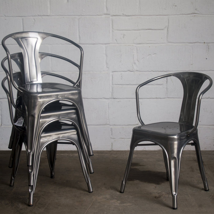 9PC Taranto Table, 2 Forli Chairs & 6 Castel Stools Set - Steel