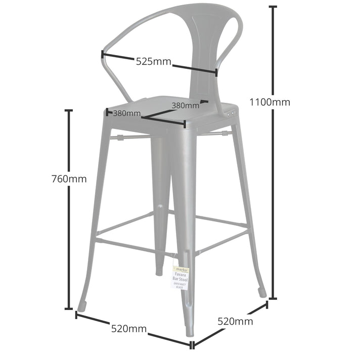 5PC Laus Table & Favara Bar Stool Set - Onyx Matt Black