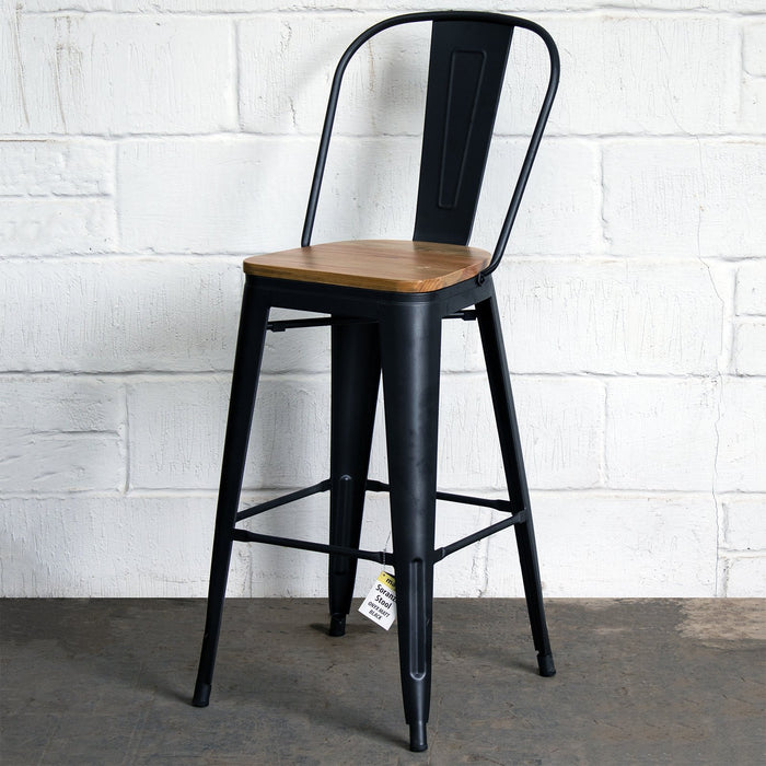 5PC Laus Table & Soranzo Bar Stool Set - Onyx Matt Black