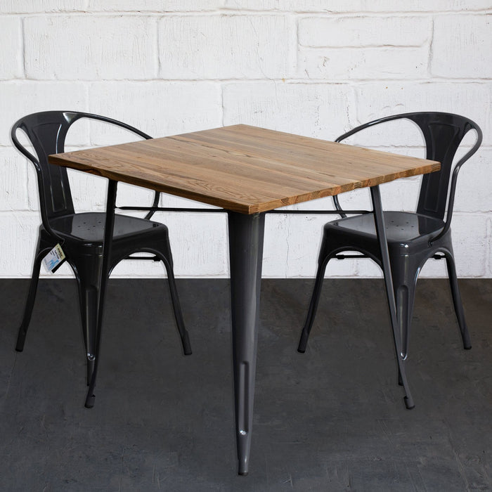 3PC Enna Table & Forli Chair Set - Graphite Grey