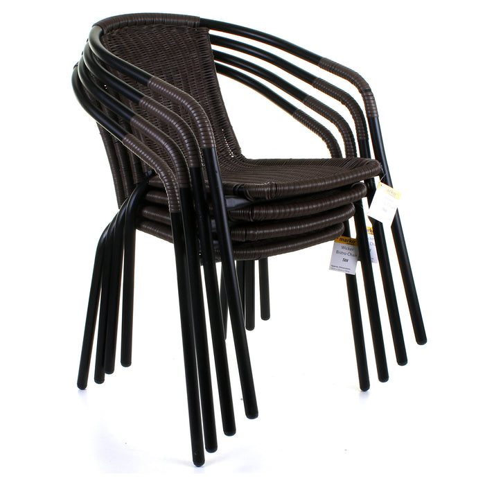 5PC Dark Tan Wicker Bistro Set