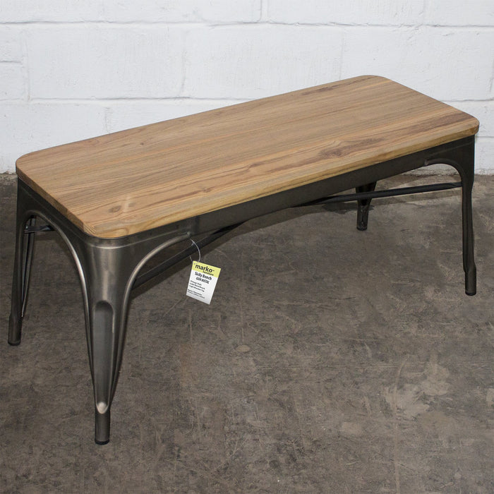 4PC Prato Table, 2 Florence Chairs & Sicily Bench Set - Gun Metal Grey