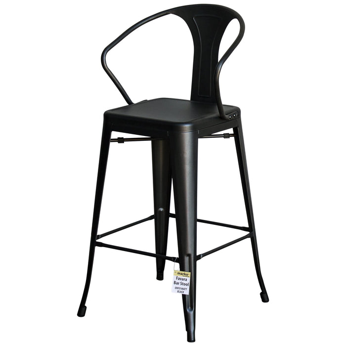 5PC Laus Table & Favara Bar Stool Set - Onyx Matt Black