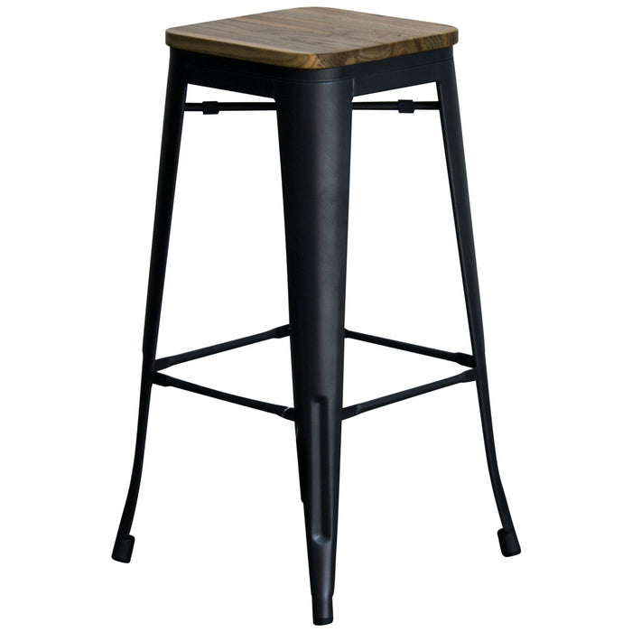 5PC Lodi Table & Firenze Bar Stool Set - Onyx Matt Black