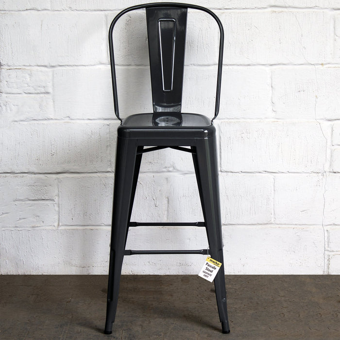 5PC Lodi Table & Pascale Bar Stool Set - Graphite Grey