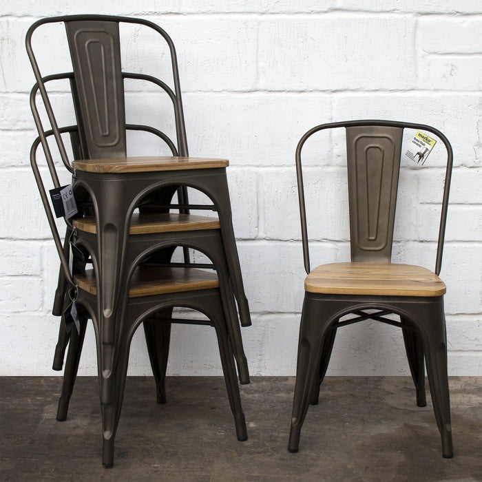 5PC Belvedere Table & Palermo Chair Set - Gun Metal Grey