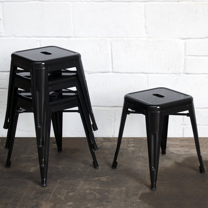 9PC Taranto Table, 2 Forli Chairs & 6 Castel Stools Set - Black