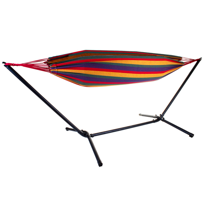 Red Striped Double Hammock & Stand Set