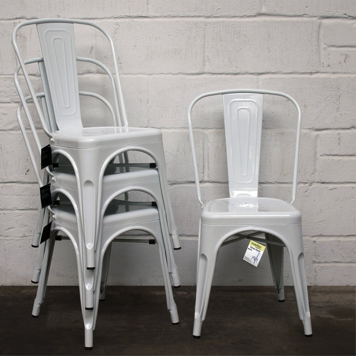7PC Taranto Table, 3 Siena Chairs & 3 Castel Stools Set - White