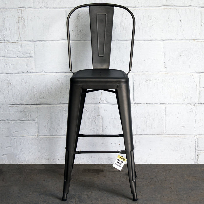 5PC Lodi Table & Pascale Bar Stool Set - Gun Metal Grey