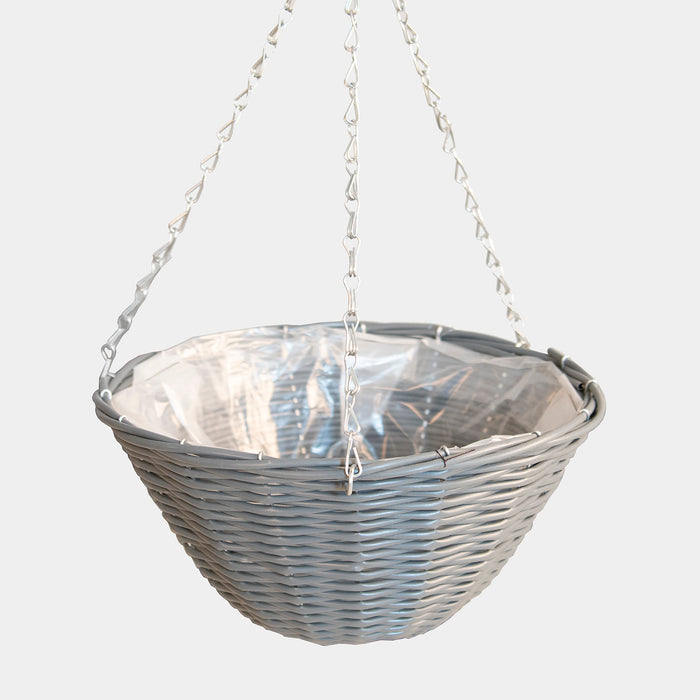 12" Willow Hanging Basket - Grey