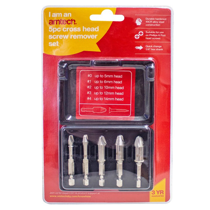 Cross Head Screw Remover Set 5pc